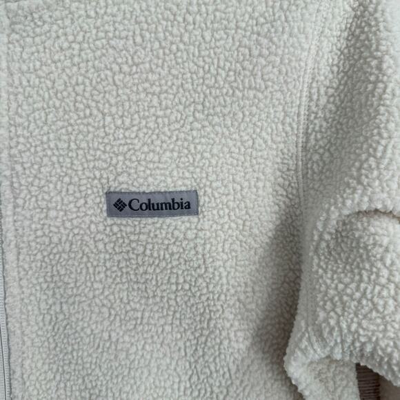 Columbia Hooded Full Zip Sherpa Fleece Jacket Women's Size M Cream/Beige - Picture 3 of 7
